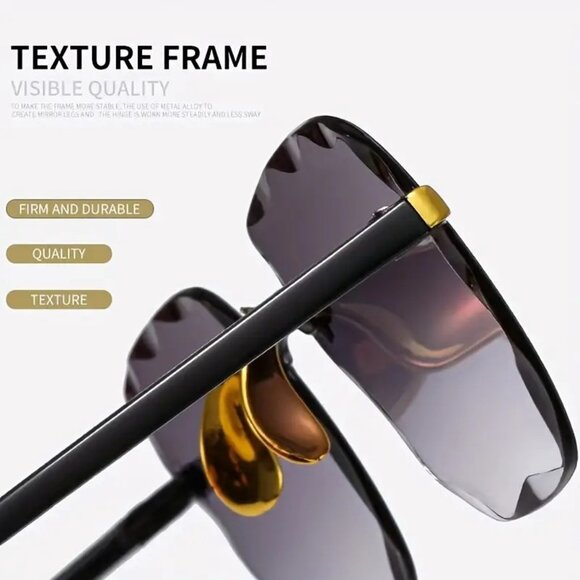 Sunglasses Oversized Luxury Square Gradient Sun Shades Y2K Trendy Stylish Glam - Picture 4 of 4